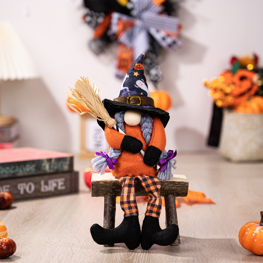 Halloween Decorations Hanging Legs Rudolph Witch Hat Rudolph Take Boo Flag Take Broom Faceless Doll