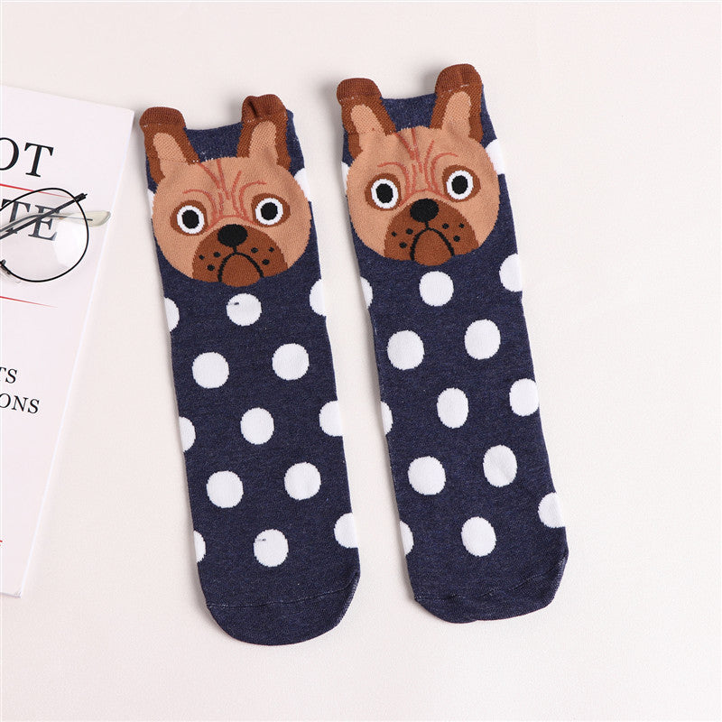 🧦🌟 Adult Boat Socks with Dog Face Cartoon Polka Dots – Cozy, Breathable, and Fun! 🌟🧦