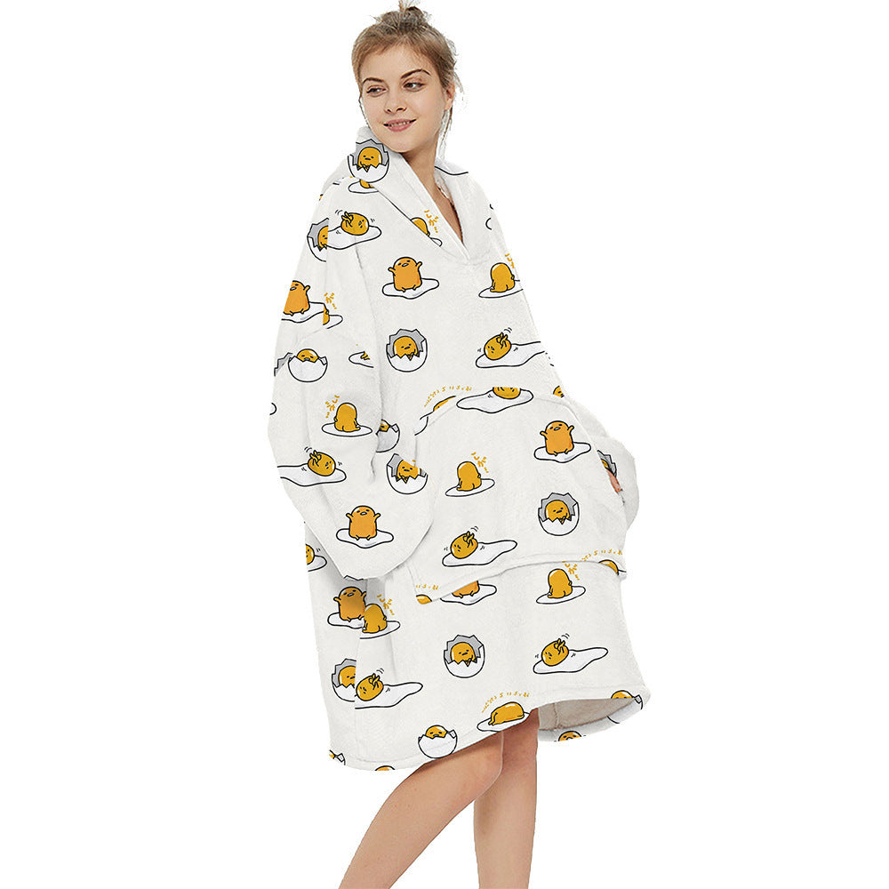 🌟 Cozy Cotton Flocking Pajamas Blanket Hoodie – Perfect for Staying Warm and Stylish! 🌟