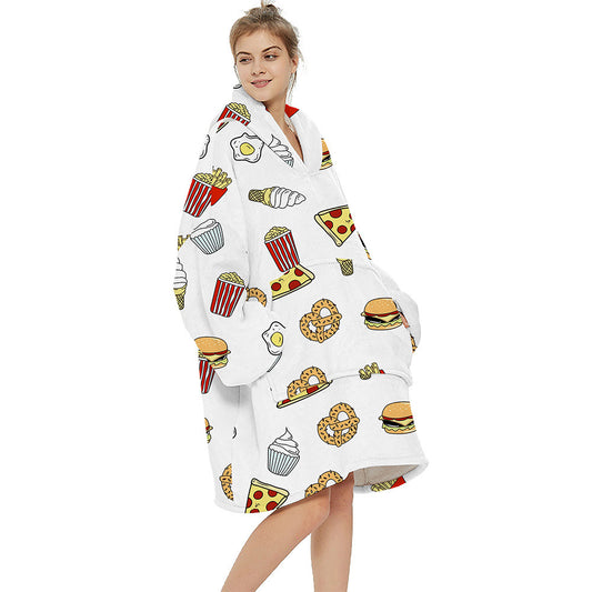 🌟 Cozy Cotton Flocking Pajamas Blanket Hoodie – Perfect for Staying Warm and Stylish! 🌟