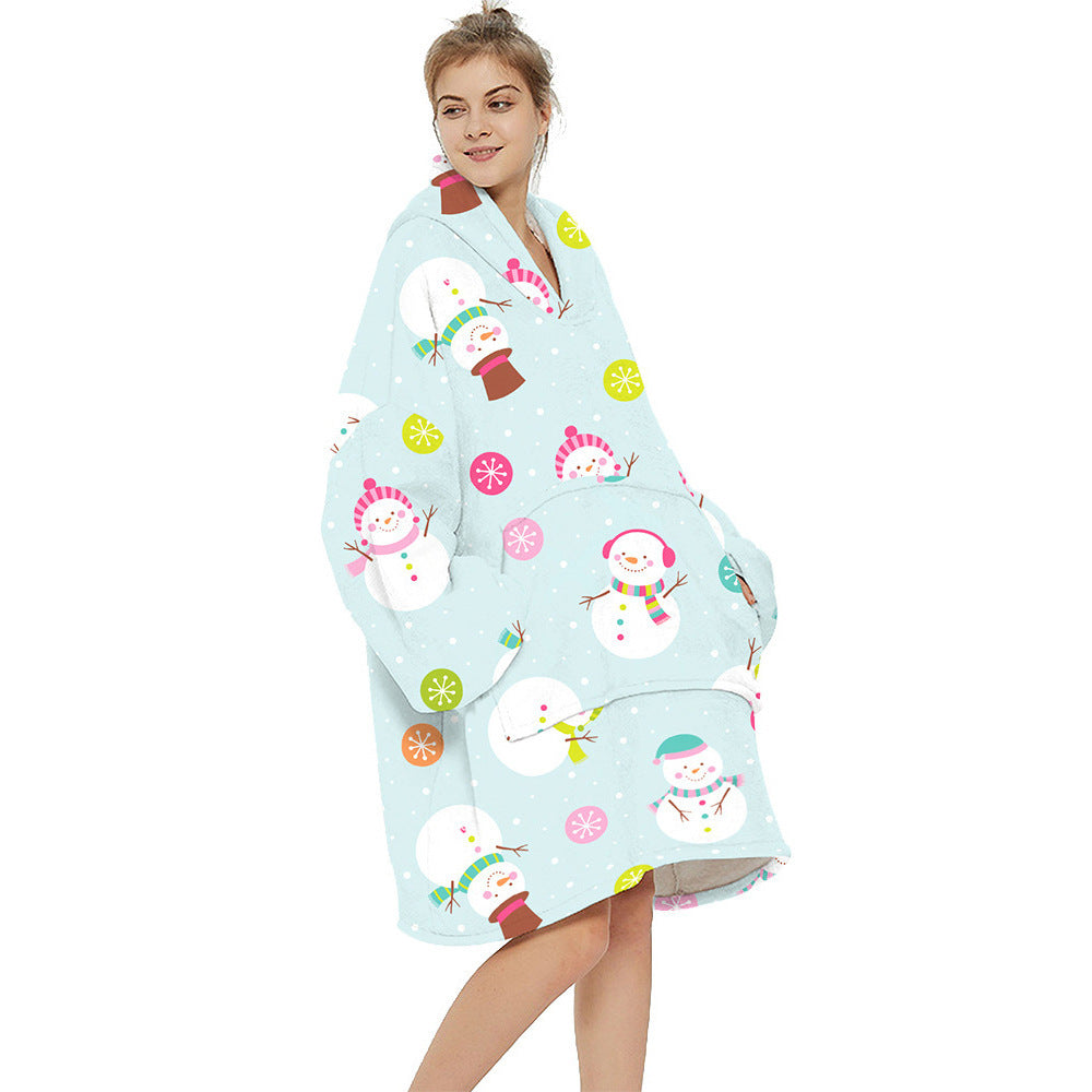 🌟 Cozy Cotton Flocking Pajamas Blanket Hoodie – Perfect for Staying Warm and Stylish! 🌟