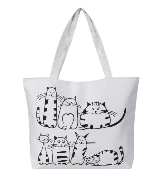 The Cat Print Canvas Tote Bag – Your Everyday Companion!