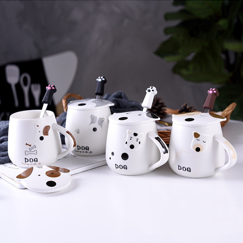 Cartoon Ceramic Mug with Lid and Spoon 