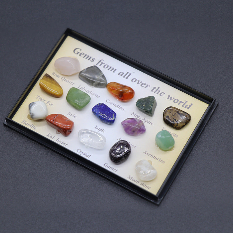 15 Kinds Of Crystal Agate Mini Gems, Specimen Minerals, Minerals, Rock Polished Stones, Geological Teaching Boxed Ore