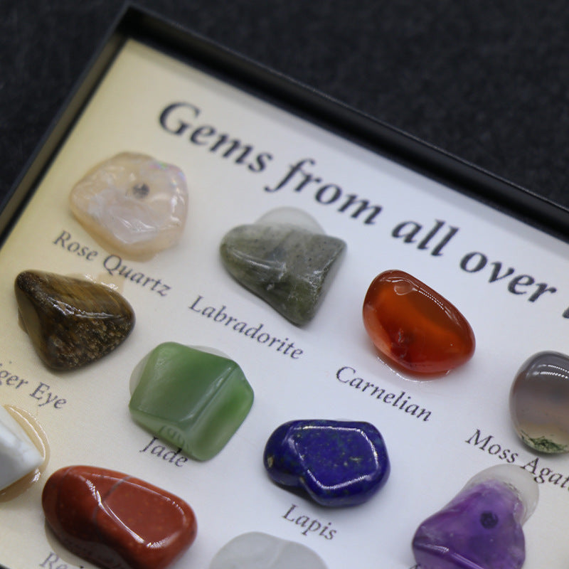 15 Kinds Of Crystal Agate Mini Gems, Specimen Minerals, Minerals, Rock Polished Stones, Geological Teaching Boxed Ore