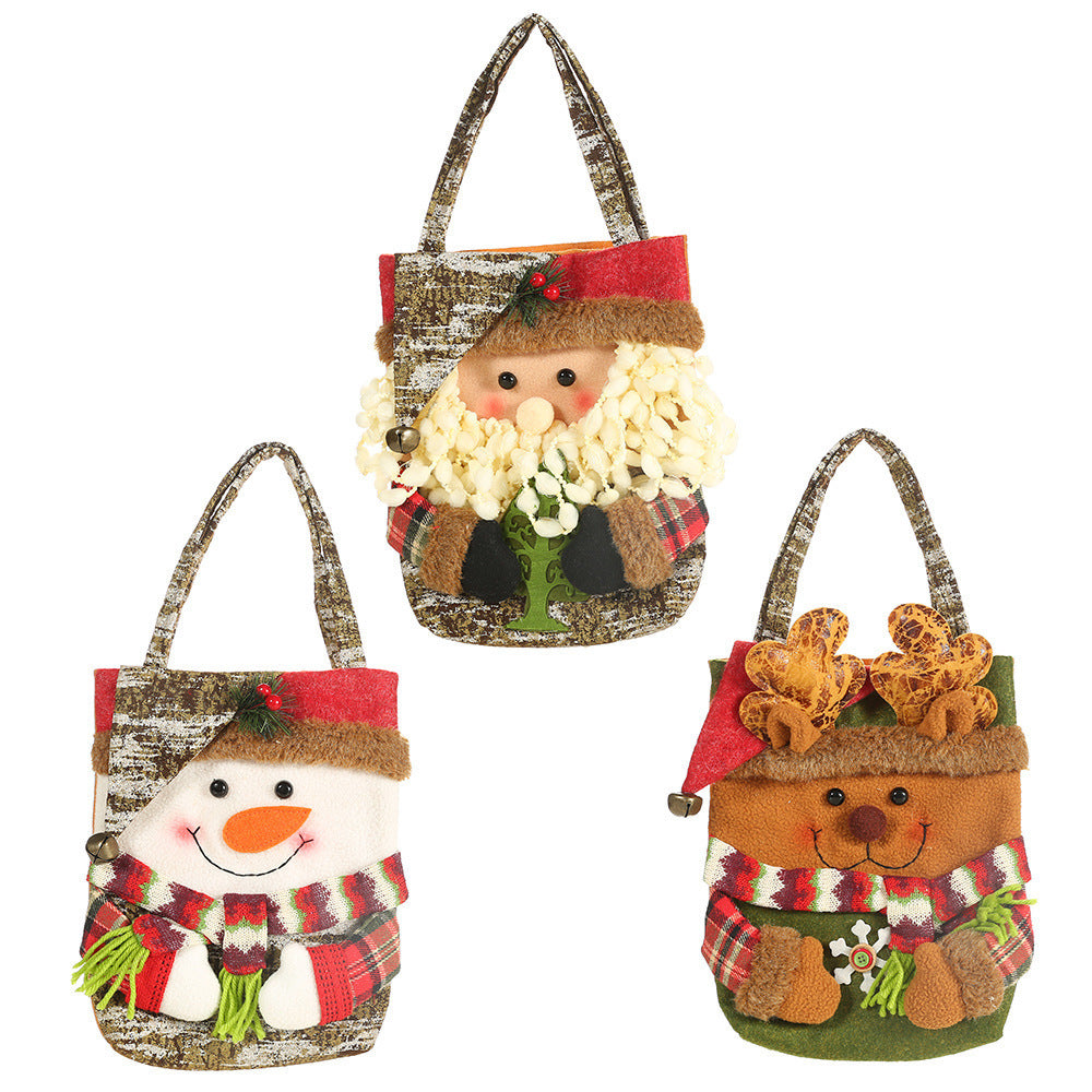 Drawstring Christmas Doll Bags, 3D Xmas Gift Bags, Christmas Wrapping Bags, Xmas Goodie Bags, Snowman Red Treat Pouch Bags, Sack Stockings, Party Favor Bags