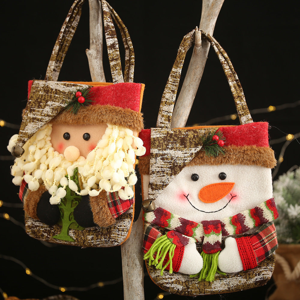 Drawstring Christmas Doll Bags, 3D Xmas Gift Bags, Christmas Wrapping Bags, Xmas Goodie Bags, Snowman Red Treat Pouch Bags, Sack Stockings, Party Favor Bags