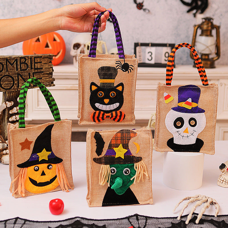 Halloween Candy Tote Bag For Kids Funny Creative Witch Skull Pumpkin Gift Handbag Small Jewelry Props Shopping Bags