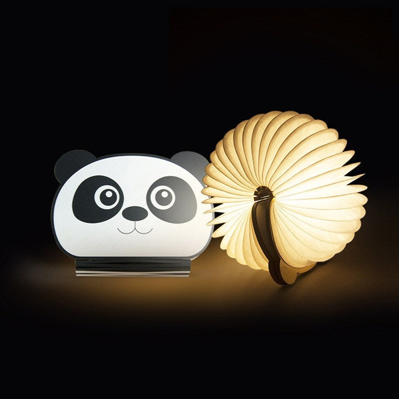 LED Folding Wooden Cartoon Book Lamp