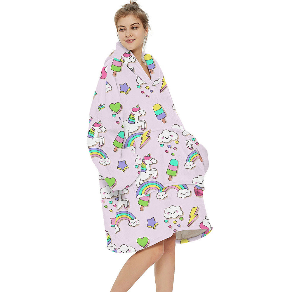 🌟 Cozy Cotton Flocking Pajamas Blanket Hoodie – Perfect for Staying Warm and Stylish! 🌟