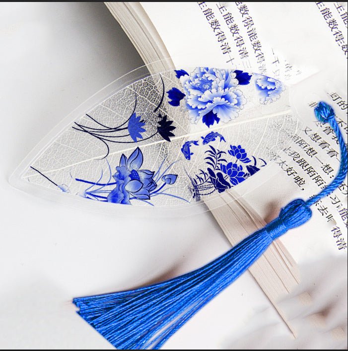 Leaf Vein Bookmark, Chinese Painting, Real Leaf Vein, Creative Bookmark, Chinese Style, Jiangnan Water Town Landscape