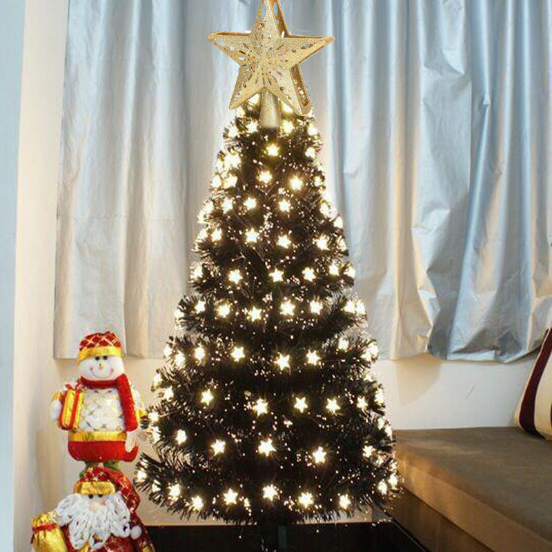 Christmas Tree Topper Star Lighted 3D Glitter Silver Snow Tree Toppers Snowflake Projector