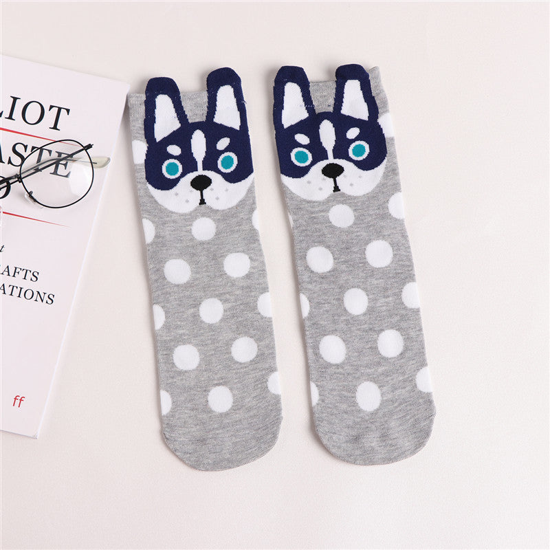 🧦🌟 Adult Boat Socks with Dog Face Cartoon Polka Dots – Cozy, Breathable, and Fun! 🌟🧦