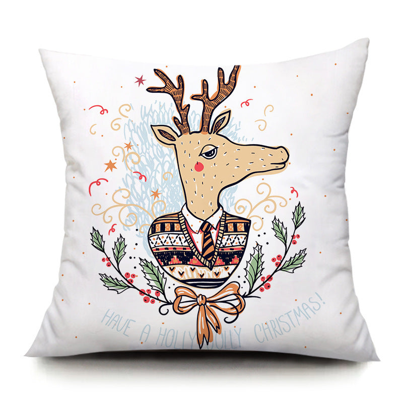 Santa Elk Pillow Cover Lumbar Pillow Car Pattern