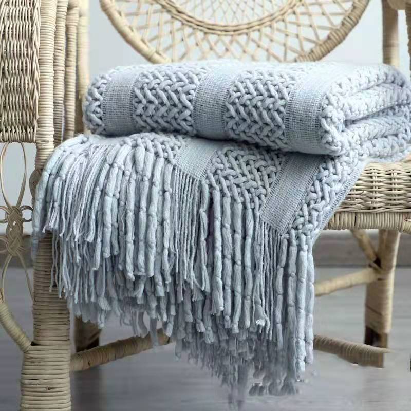 Sofa Blanket Bed Runner Solid Color Office Blanket Knitted Small Blanket Decoration B & B Bed Blanket