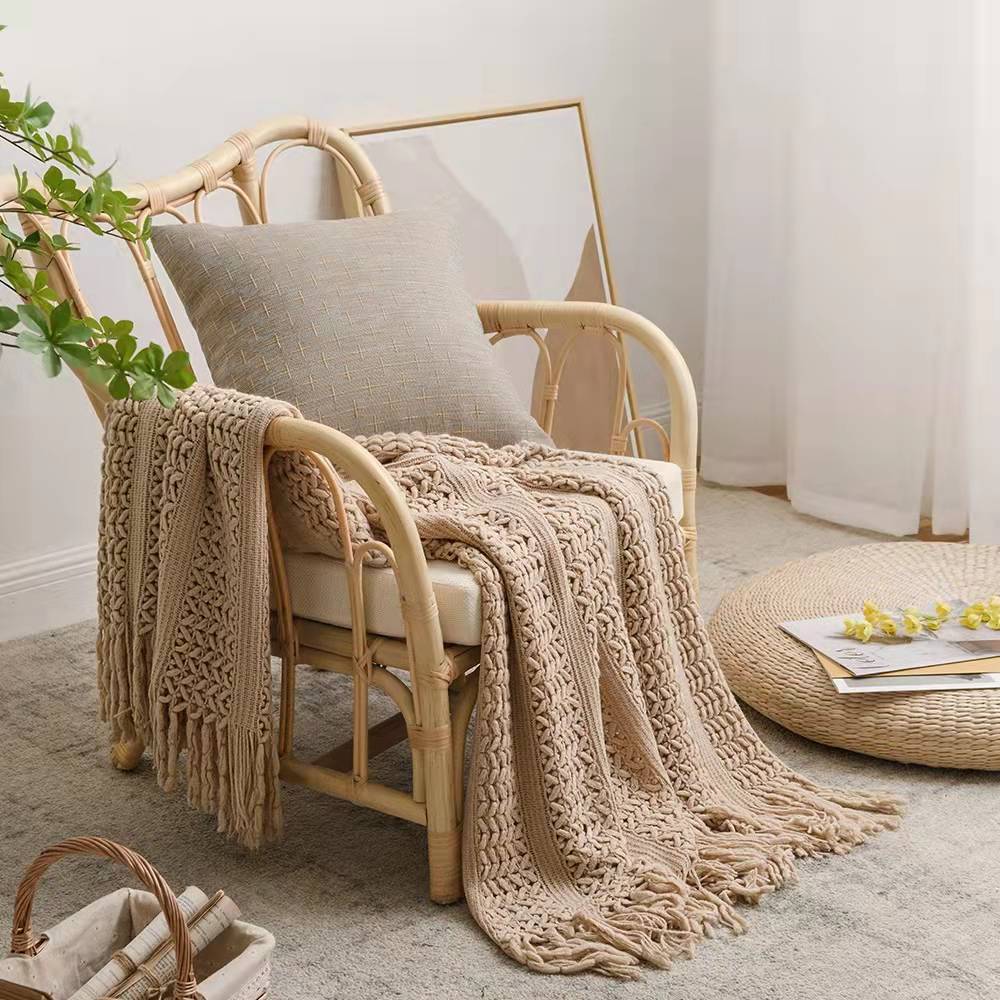 Sofa Blanket Bed Runner Solid Color Office Blanket Knitted Small Blanket Decoration B & B Bed Blanket