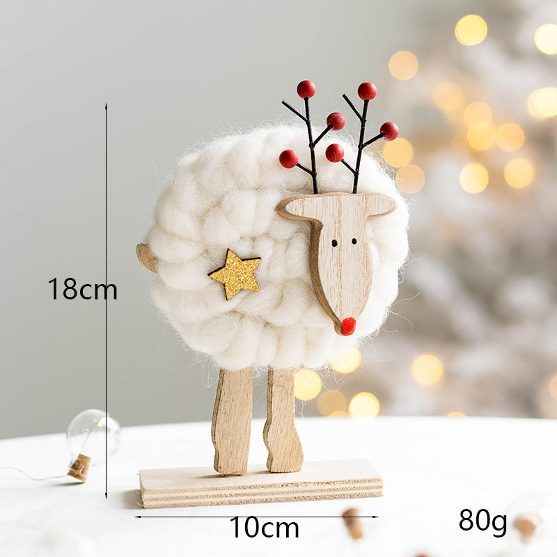 Christmas Fabric Sheep Tabletop Decorations Wool Felt Nordic Wool