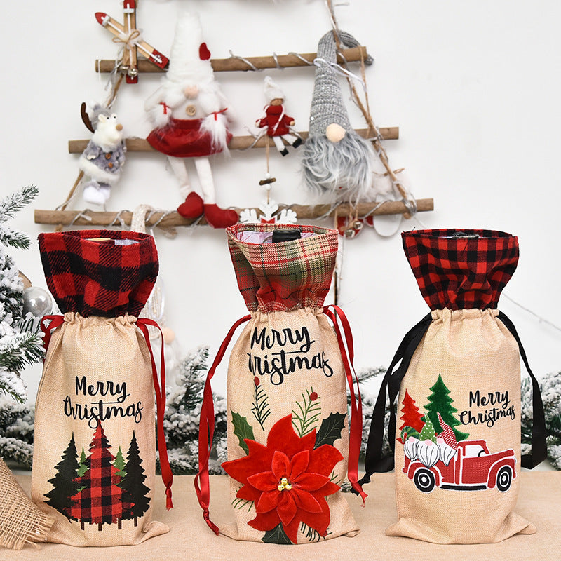 Christmas decoration wine bottle set