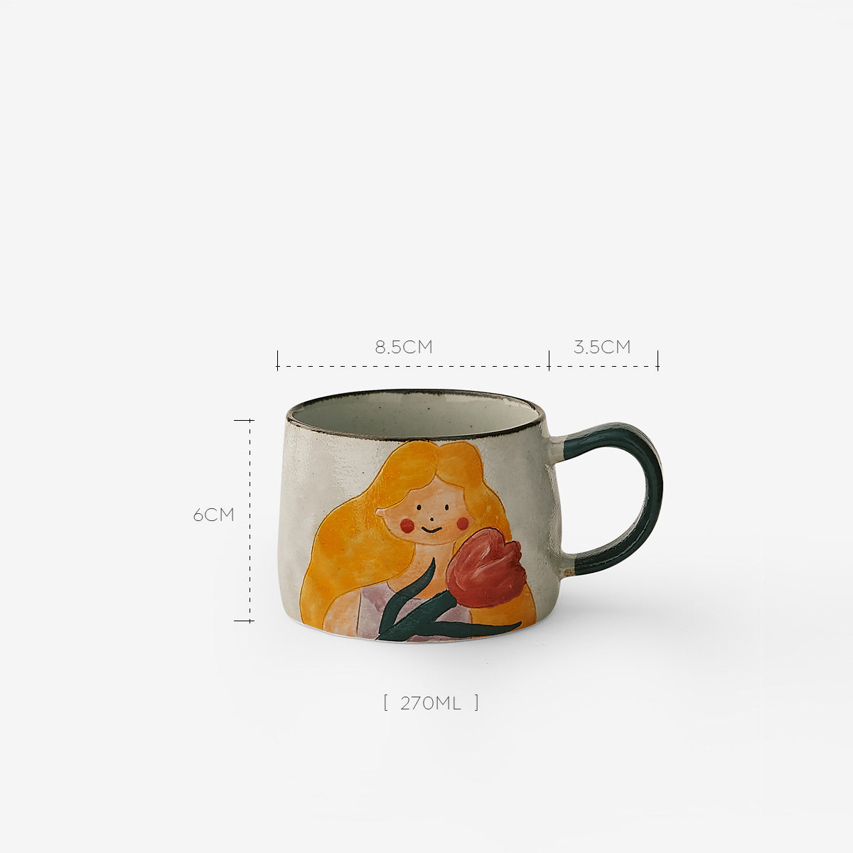 Hand-painted Illustration Ceramic Couple Drinking Water Mug Gift