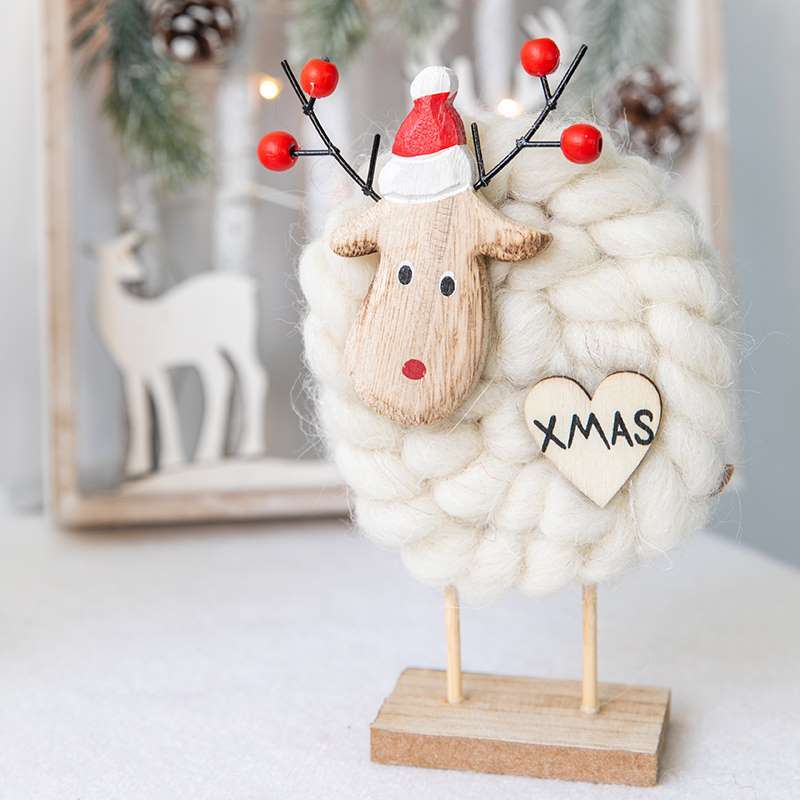 Christmas Fabric Sheep Tabletop Decorations Wool Felt Nordic Wool