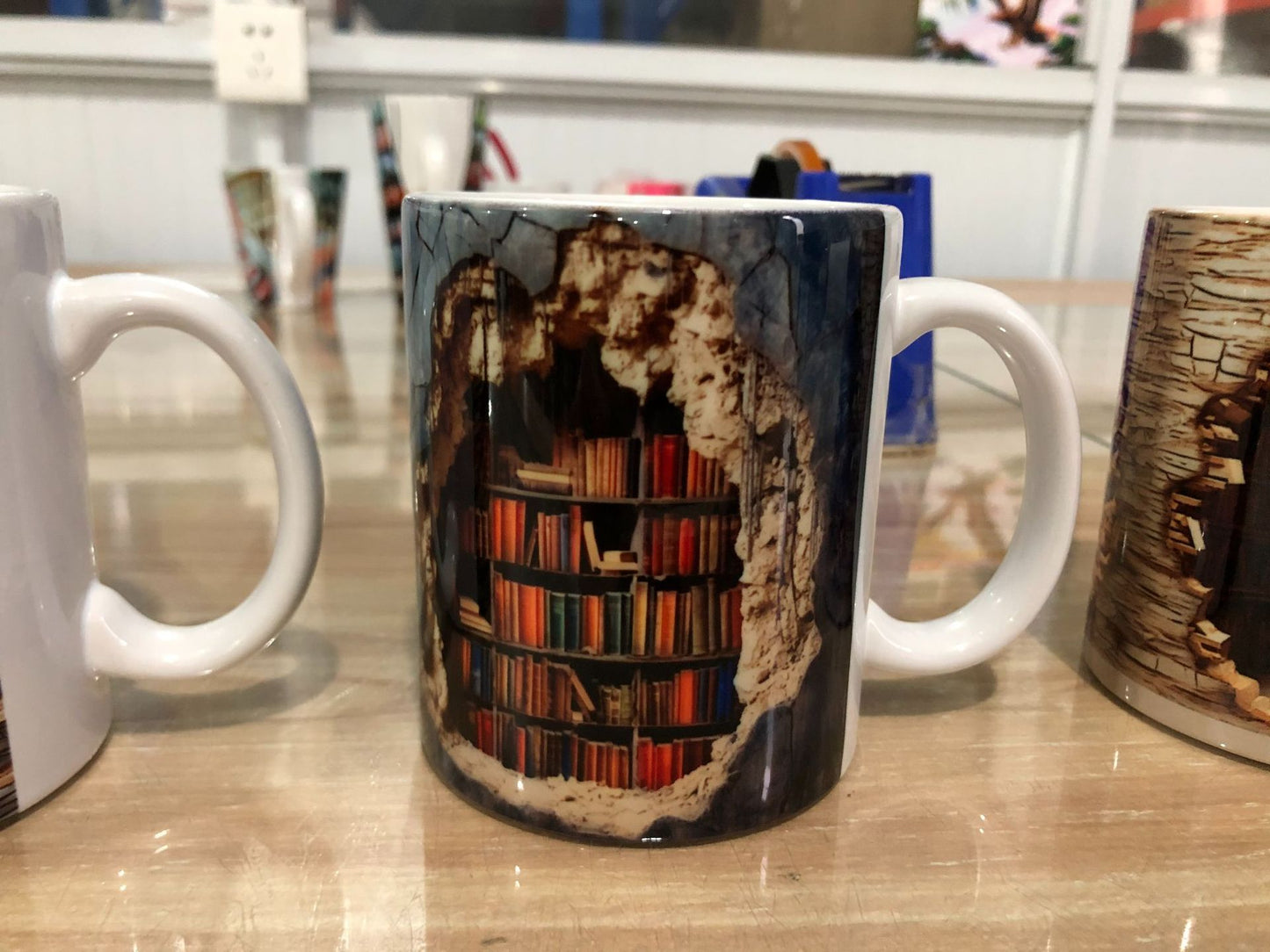 📚 3D Bookshelf Mug Creative Ceramic Water Cup With Handle ☕