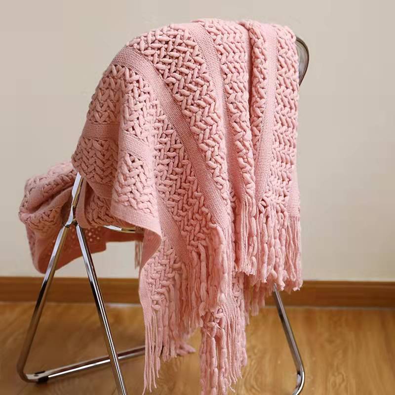 Sofa Blanket Bed Runner Solid Color Office Blanket Knitted Small Blanket Decoration B & B Bed Blanket