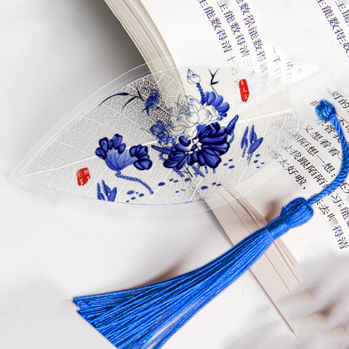 Leaf Vein Bookmark, Chinese Painting, Real Leaf Vein, Creative Bookmark, Chinese Style, Jiangnan Water Town Landscape