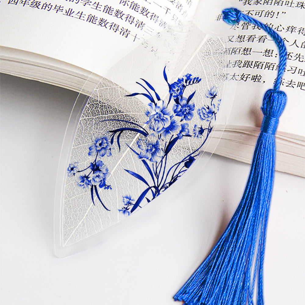 Leaf Vein Bookmark, Chinese Painting, Real Leaf Vein, Creative Bookmark, Chinese Style, Jiangnan Water Town Landscape