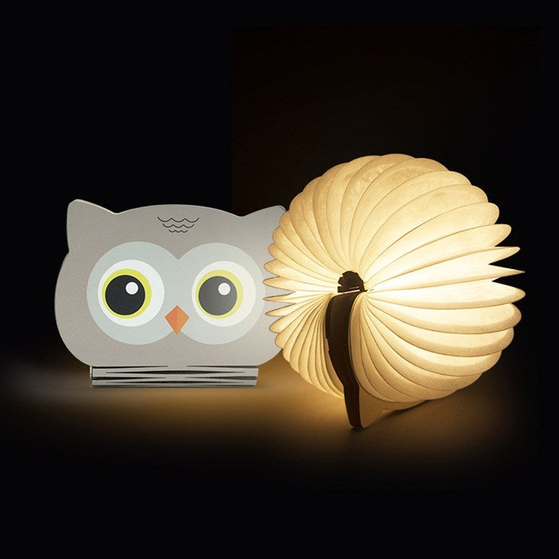 LED Folding Wooden Cartoon Book Lamp