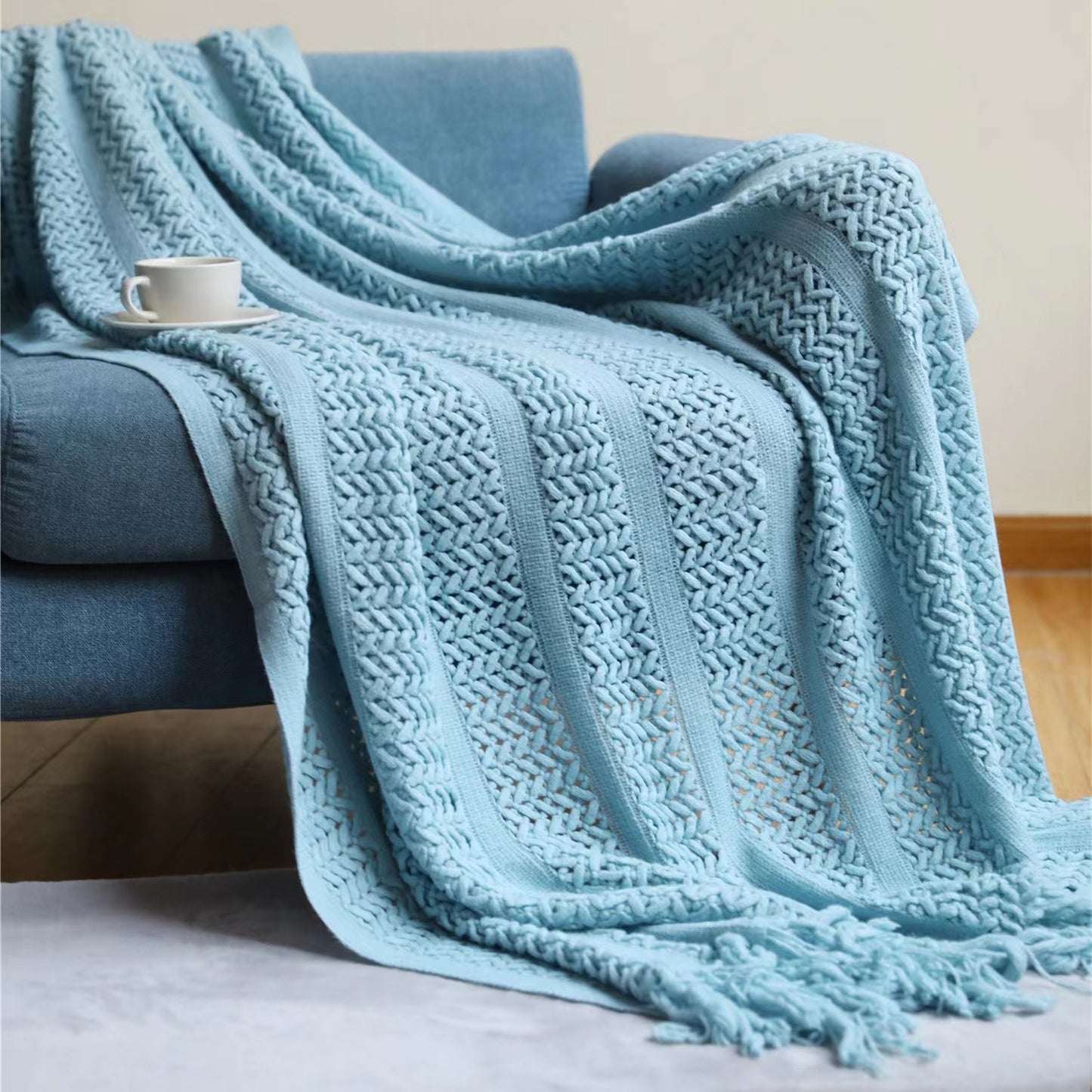 Knitted Cozy Chenille Throw Blanket