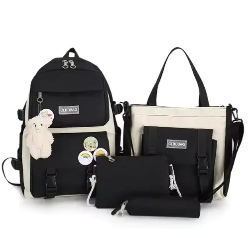 5-Piece Canvas Backpack Set for Teen Girls