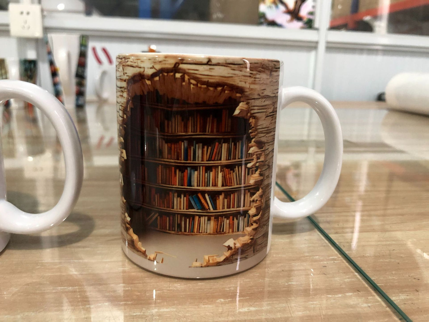 📚 3D Bookshelf Mug Creative Ceramic Water Cup With Handle ☕