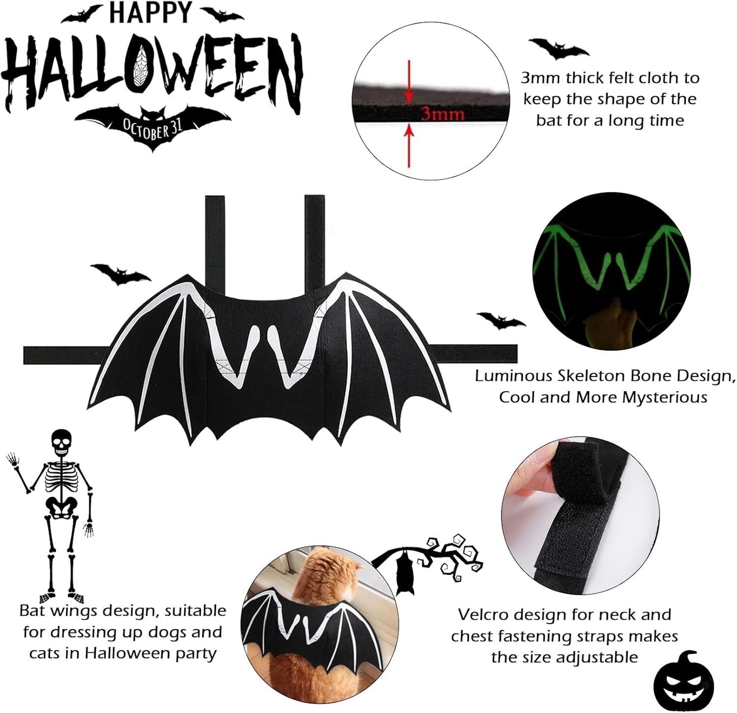 Mysterious Bat Wings Dog Halloween Costume🦇 – Let Your Pup Pinch the Spotlight! 🎃👻