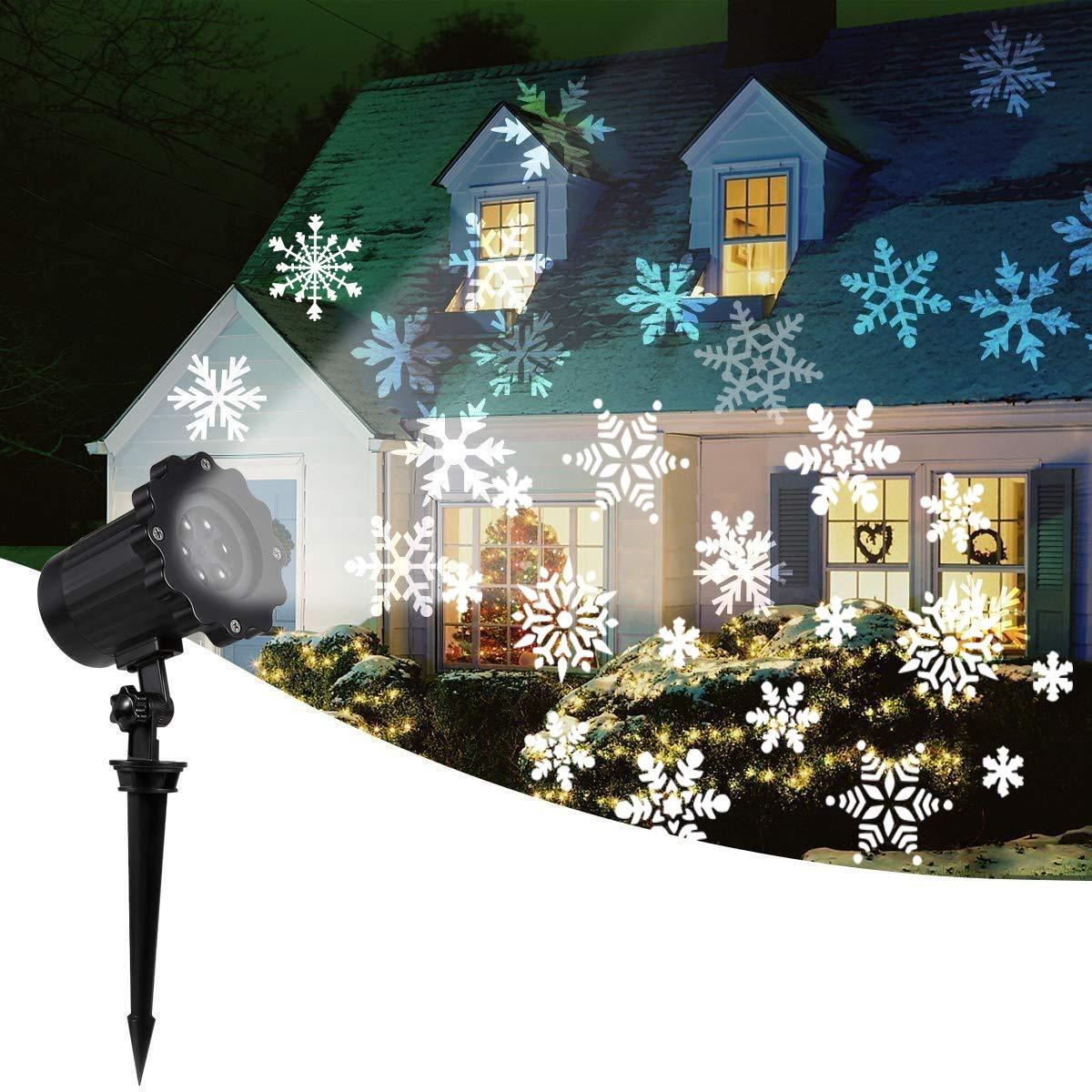 LED Christmas Blizzard Snowflake Laser Light Snowfall Projector Moving Snow Garden Laser Projectors Lamp For New Year Party Decor Lawn Lamps