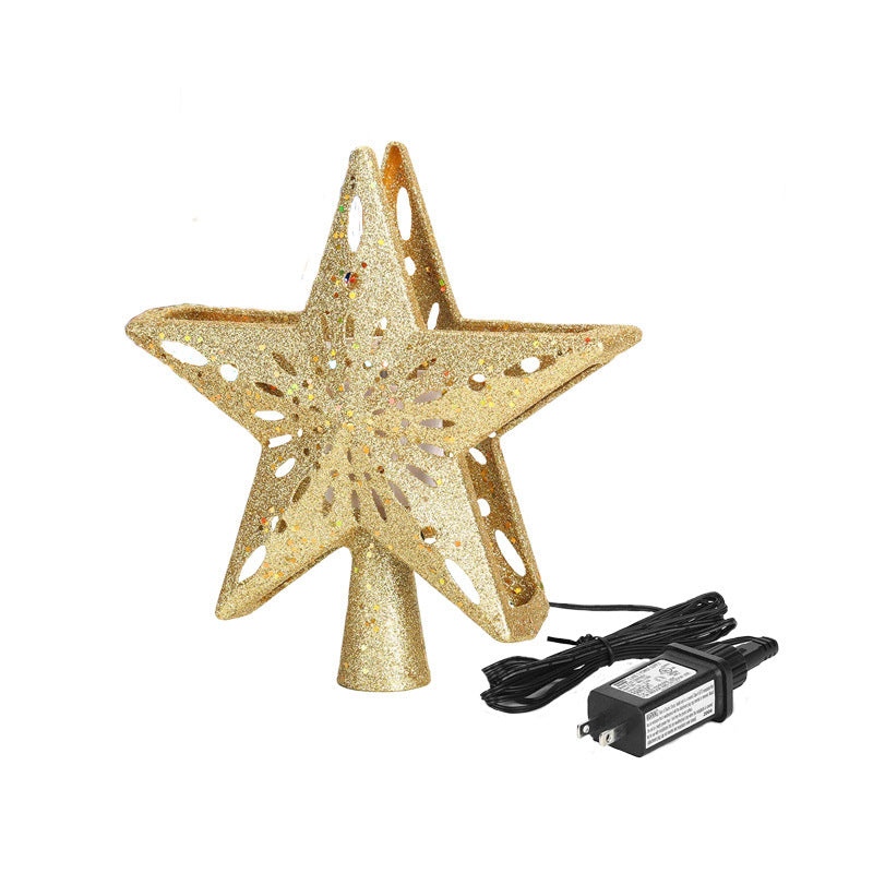 Christmas Tree Topper Star Lighted 3D Glitter Silver Snow Tree Toppers Snowflake Projector 