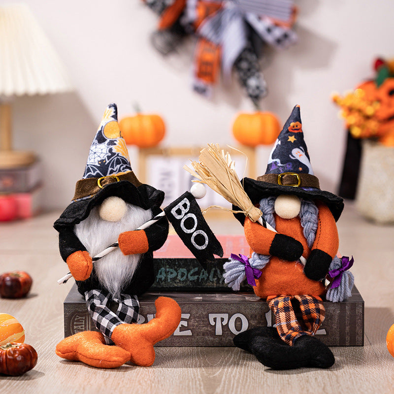 Halloween Decorations Hanging Legs Rudolph Witch Hat Rudolph Take Boo Flag Take Broom Faceless Doll