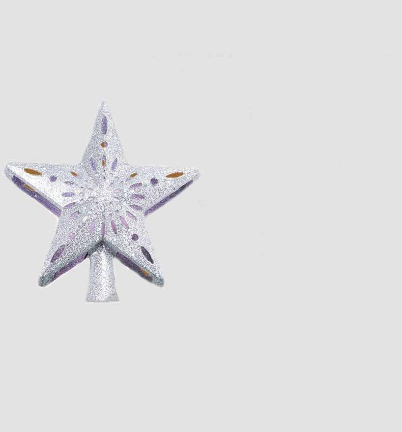 Christmas Tree Topper Star Lighted 3D Glitter Silver Snow Tree Toppers Snowflake Projector